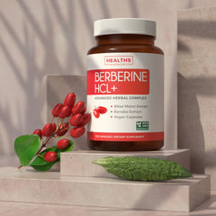 Close-up of Berberine HCL Plus bottle and label