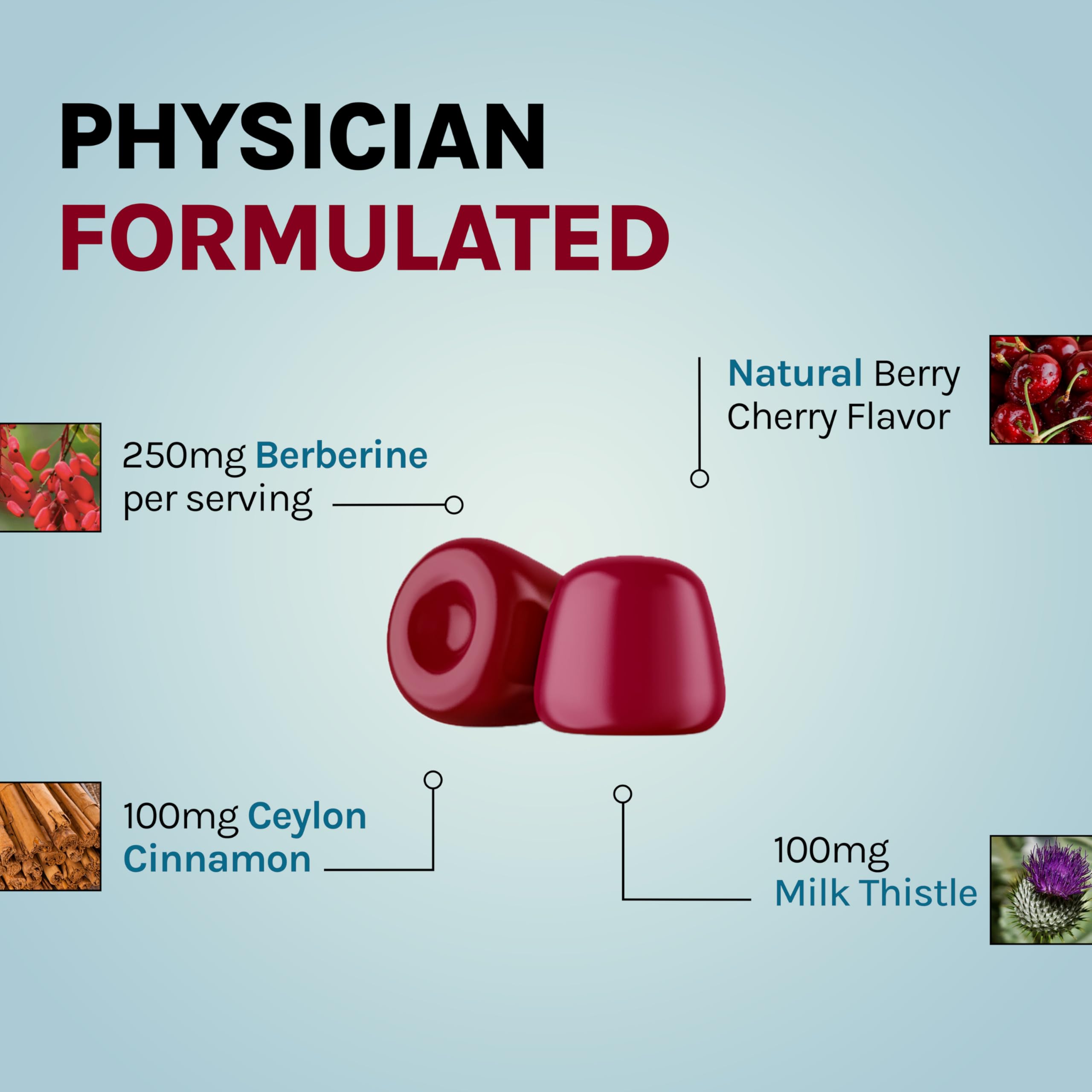 Berberine HCL, Ceylon Cinnamon and Milk Thistle ingredients
