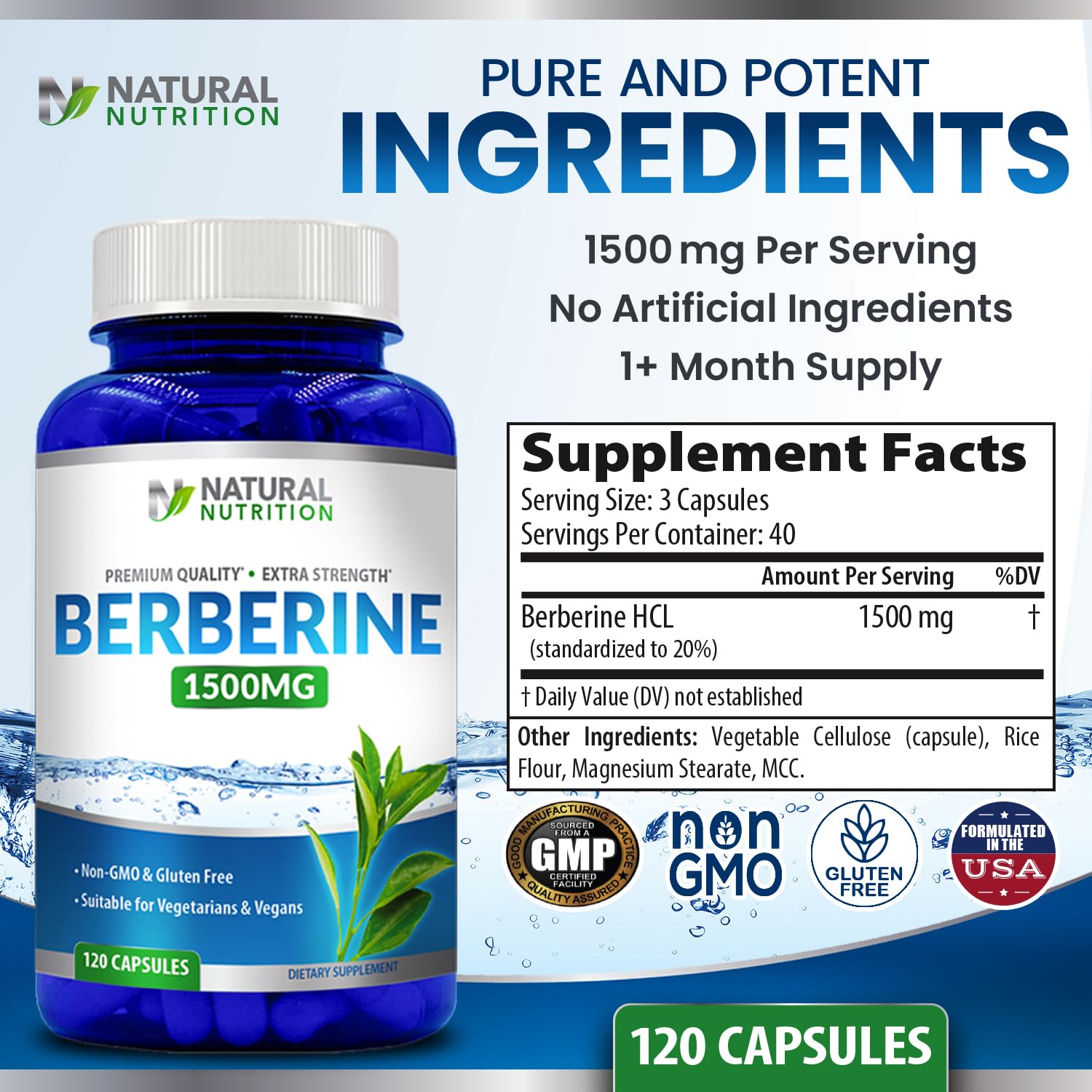 GMP compliant facility badge on packaging