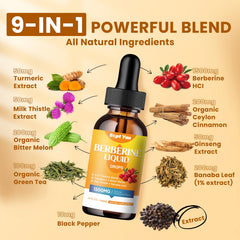 Close-up of dropper dispensing berberine liquid