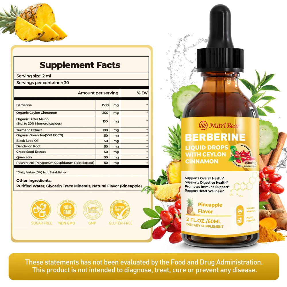 Close-up of the berberine liquid drops with dropper