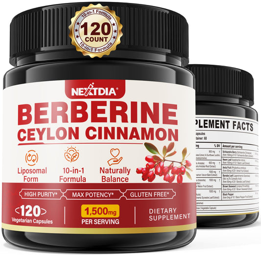 Organic berberine 1500mg liposomal HCL bottle with 120 capsules