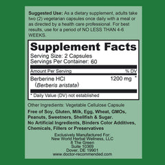 Berberine Plus 1200mg bottle label close-up