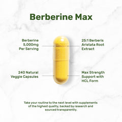 Illustration highlighting a 5,000mg proprietary blend with turmeric and berberine extracts