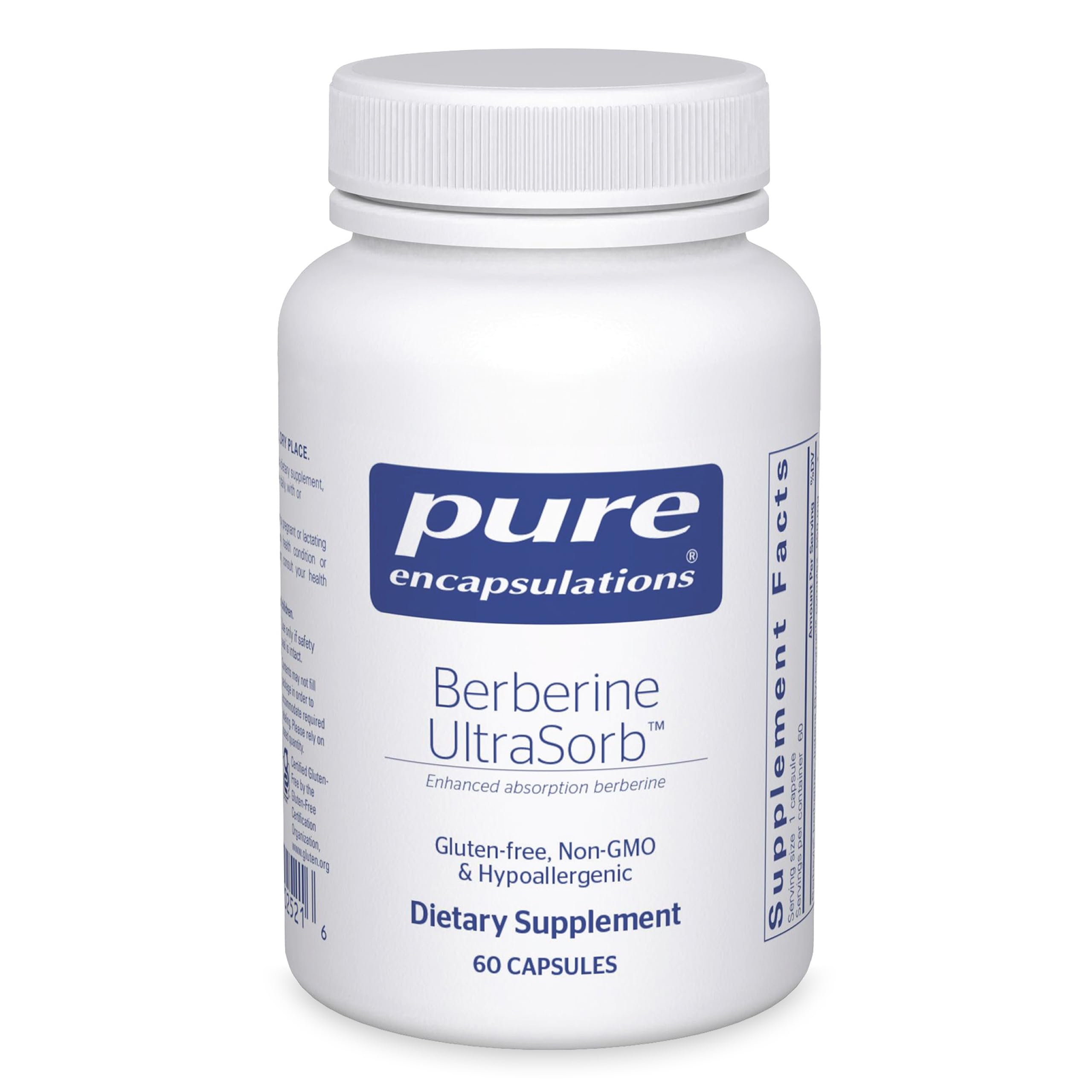 Bottle label for Pure Encapsulations Berberine UltraSorb 550 mg