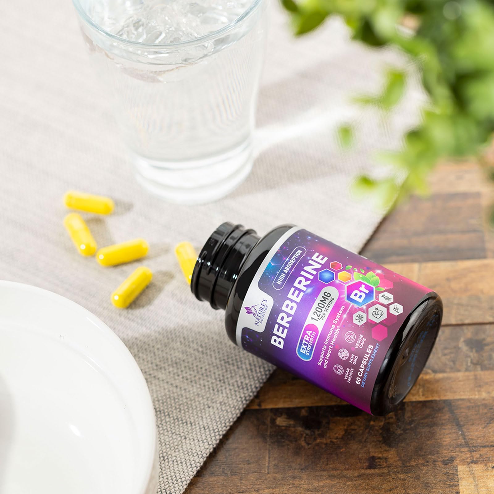 Berberine HCL 1200mg veggie capsules in bottle