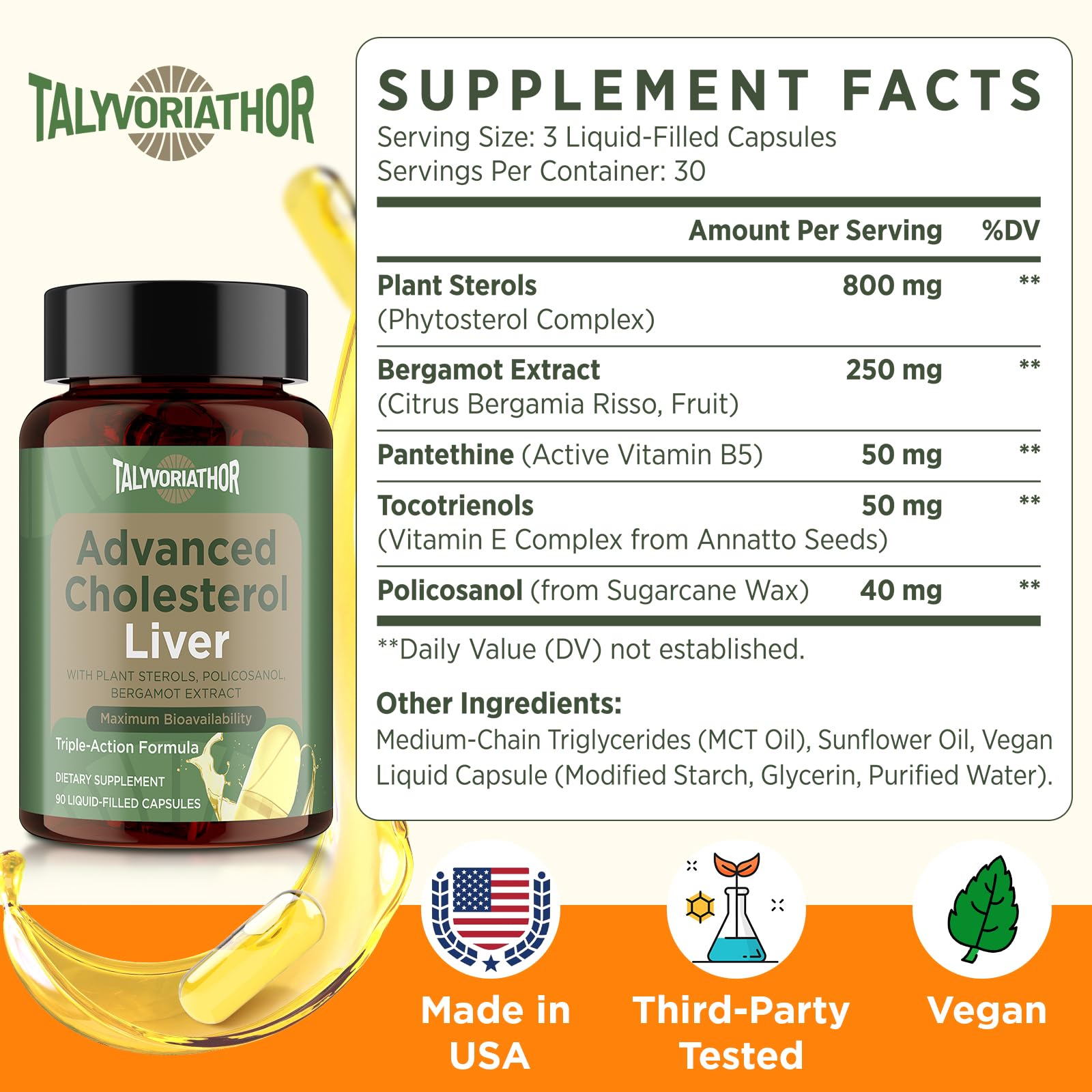 Bergamot extract capsules included in the formula