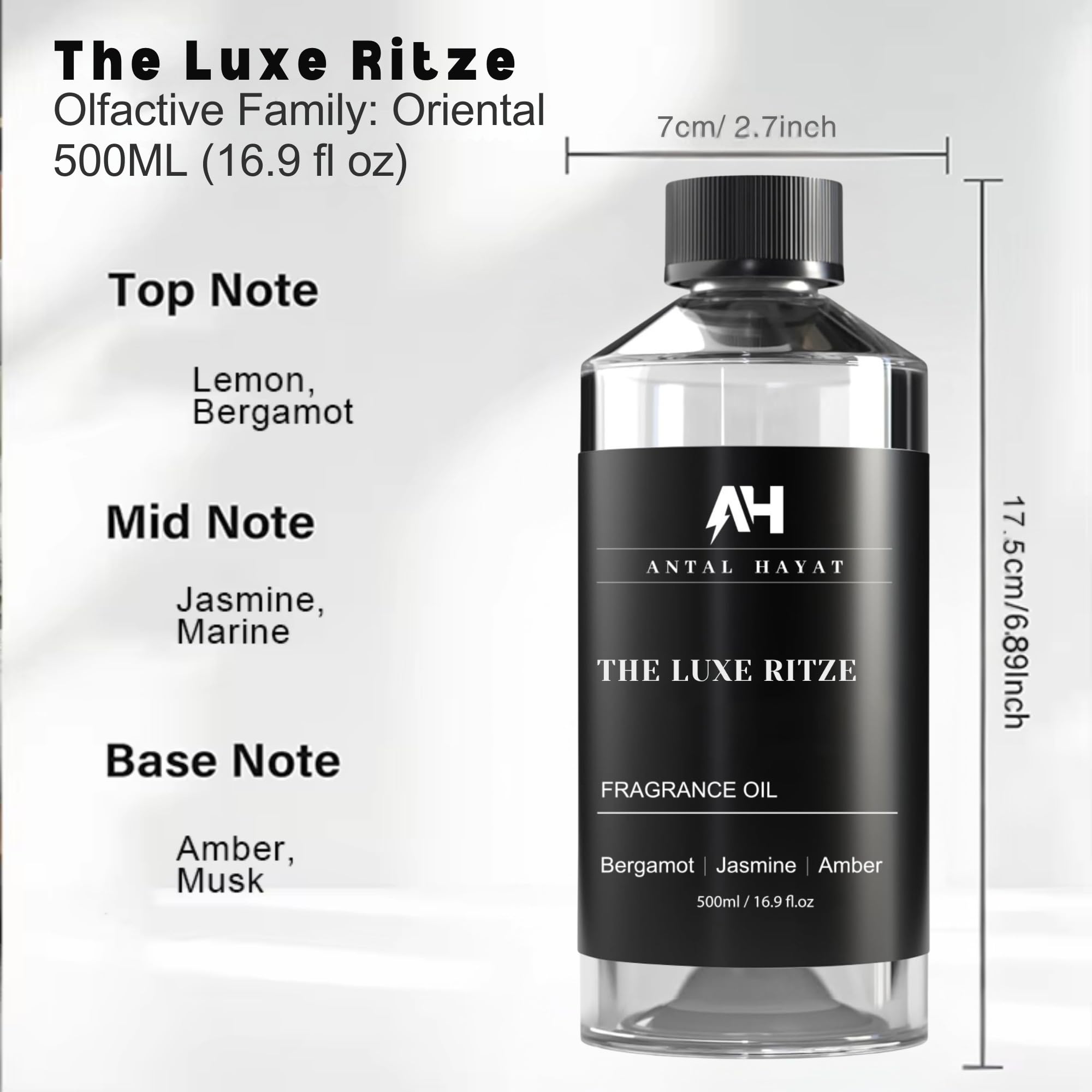 Diffuser oil notes: bergamot, jasmine, amber