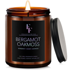 Bergamot Oakmoss scented candle 7oz jar - front view