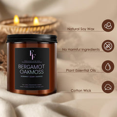 Gift-ready Bergamot Oakmoss candle packaging
