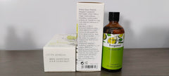 Product label close-up on bergamot essential oil bottle