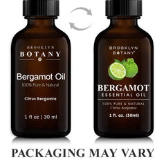 Pure bergamot essential oil in amber glass bottle