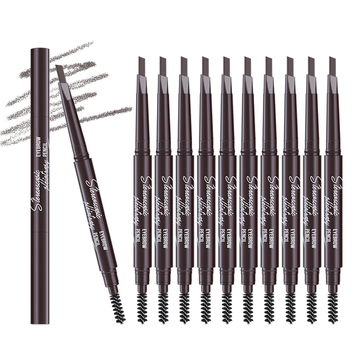 Berinist eyebrow pencil 12-pack in Medium Brown, outlining for precise brows