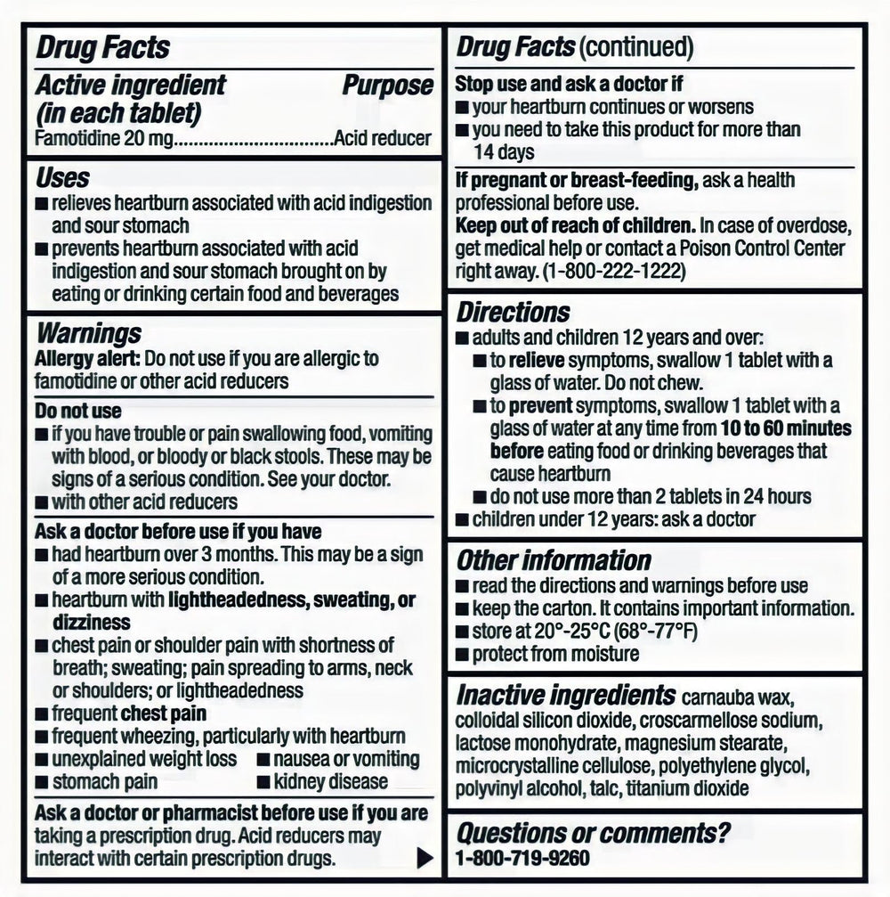 Berkley Jensen famotidine gluten-free tablets with quality manufacturing.