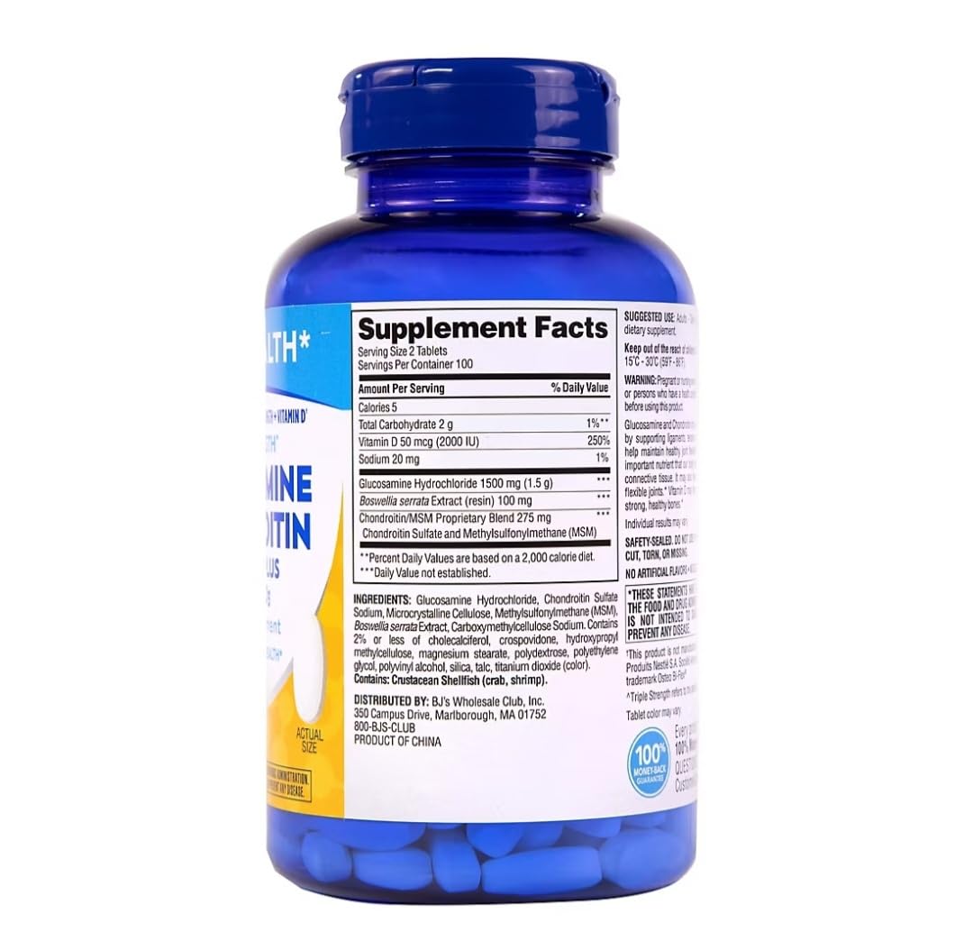 Close-up of glucosamine chondroitin MSM ingredients