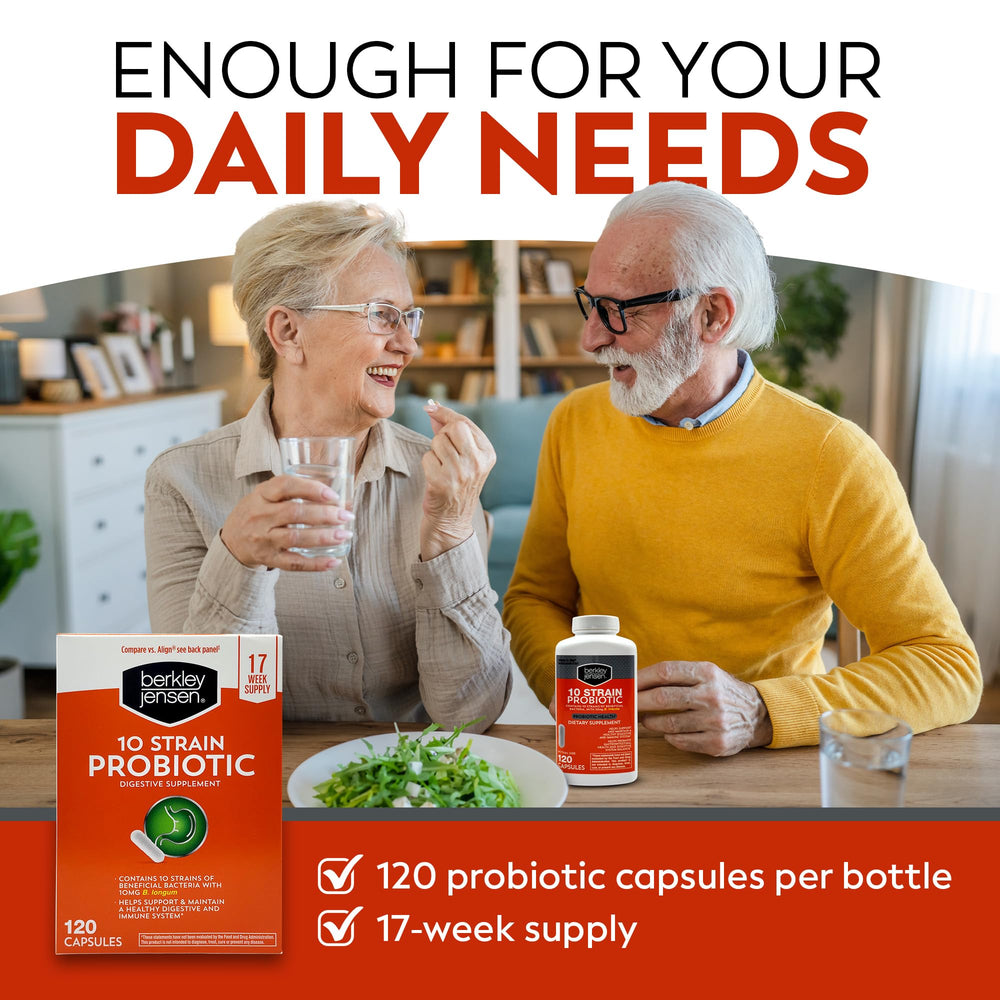 Close-up of Berkley Jensen probiotic capsules