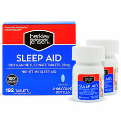 Berkley Jensen Sleep Aid bottle shown for easy bedtime support
