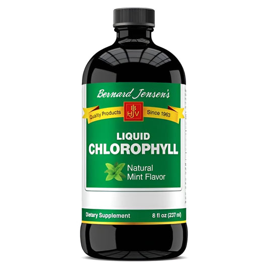 Bottle of Bernard Jensen Chlorophyll Liquid Mint Flavor 16 oz