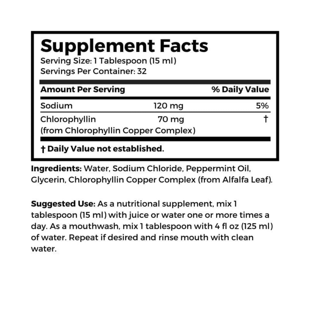 Measuring 1 tablespoon of chlorophyll liquid