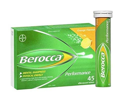 Close-up of an orange Berocca tablet