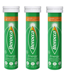 Side view of Berocca Orange bottle with label visible