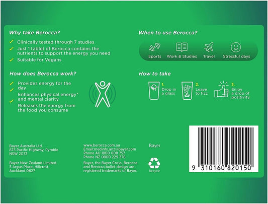 Close-up of Berocca Performance Original Berry effervescent tablets