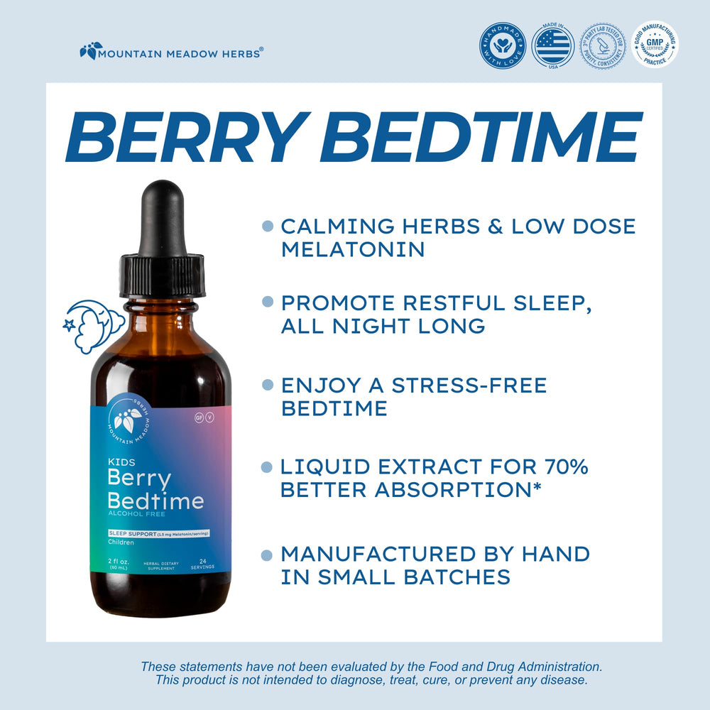 Berry Bedtime Drops 2 oz bottle back label