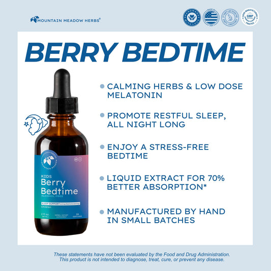 Berry Bedtime Drops 2 oz bottle back label