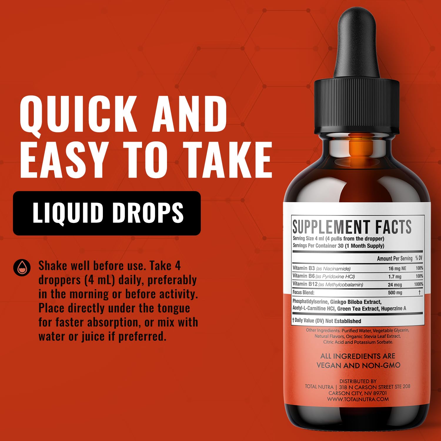 Berry-flavored liquid drops ready to drink
