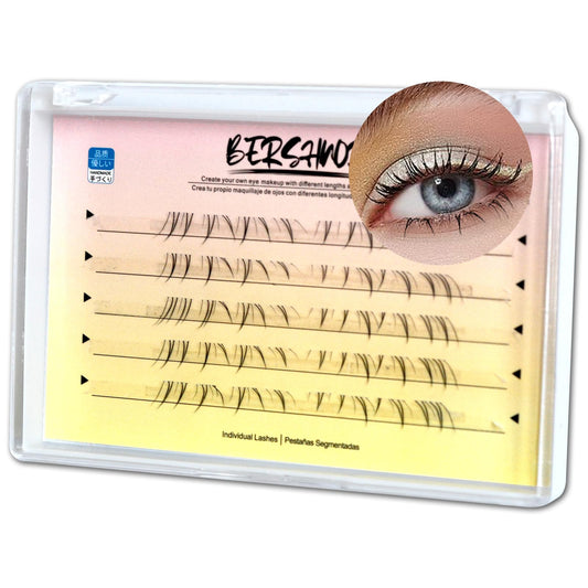 BERSHNOR Cateye Bottom Lash Clusters create a cat-eye look with defined lower lashes.