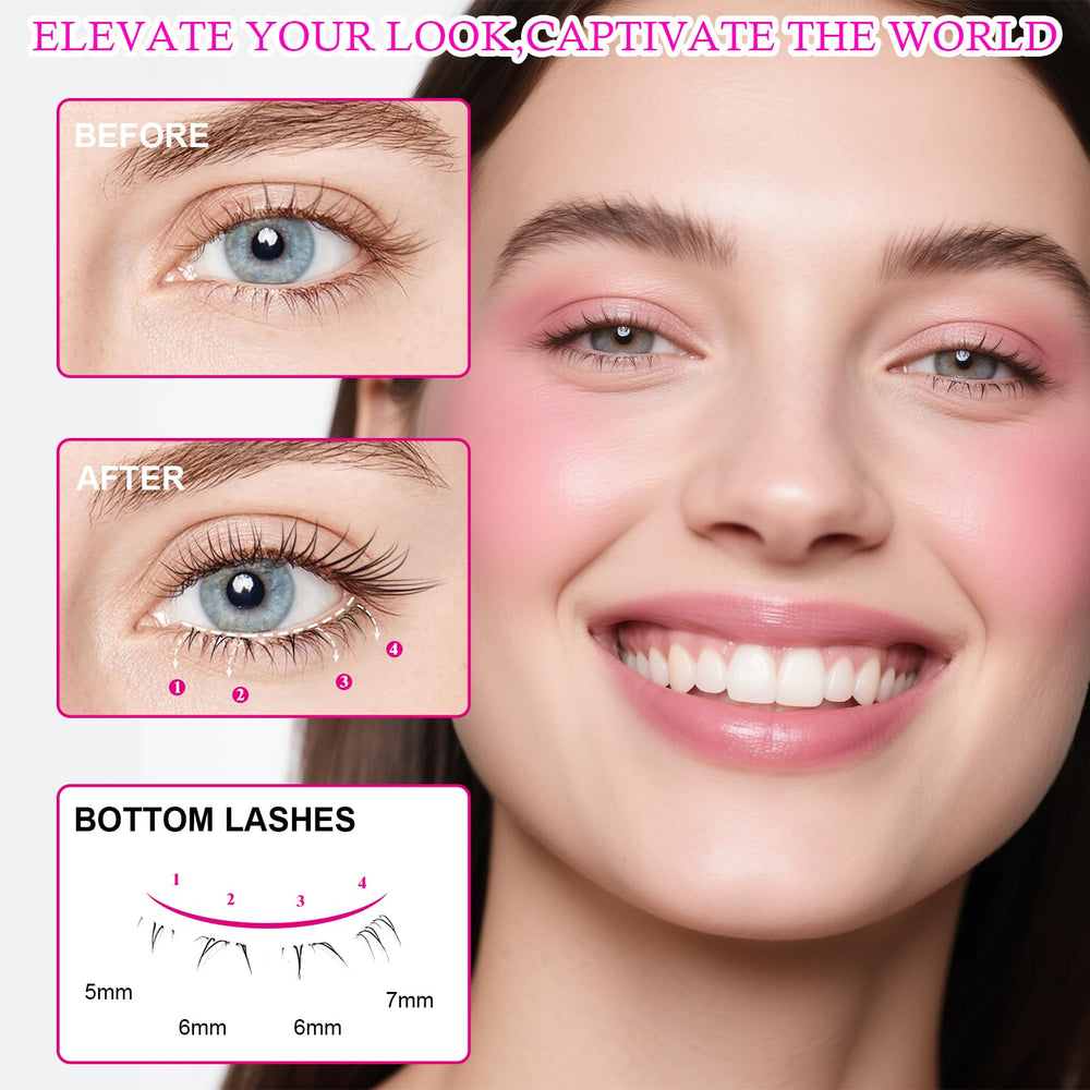 BERSHNOR outer-corner lengthening lower-lashes enhance eye shape for a brighter look.