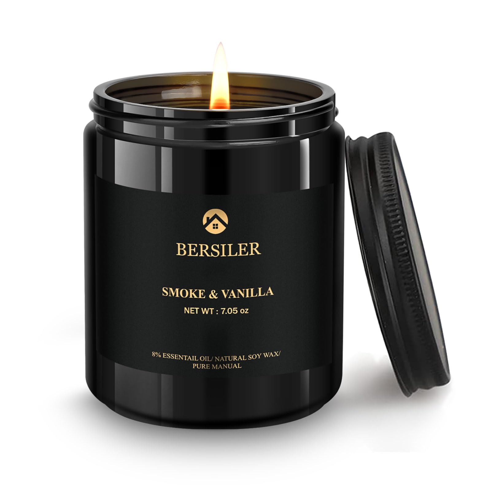 Bersiler men's vanilla scented candle in a black container