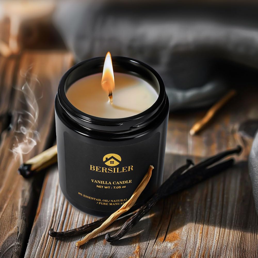 Close-up of Bersiler men's vanilla candle