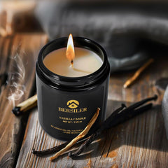 Close-up of Bersiler men's vanilla candle