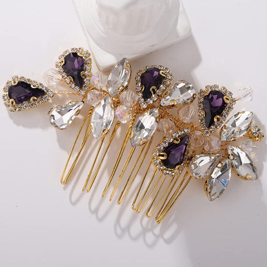BERYUAN bridal hair comb with rhinestone teardrop for radiant wedding sparkle