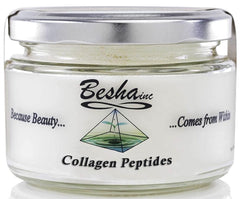 BESHA INC Verisol collagen powder bottle beside glass