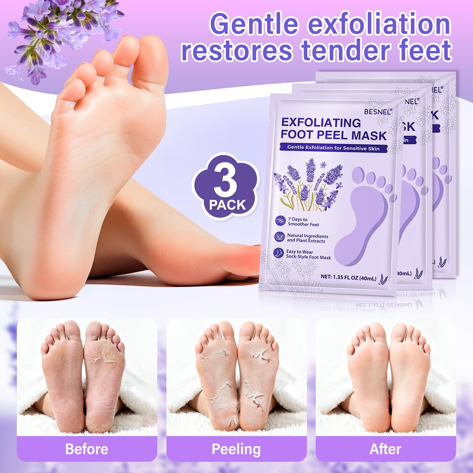 BESNEL foot mask moisturizing pair illustrating hydration for soft feet.