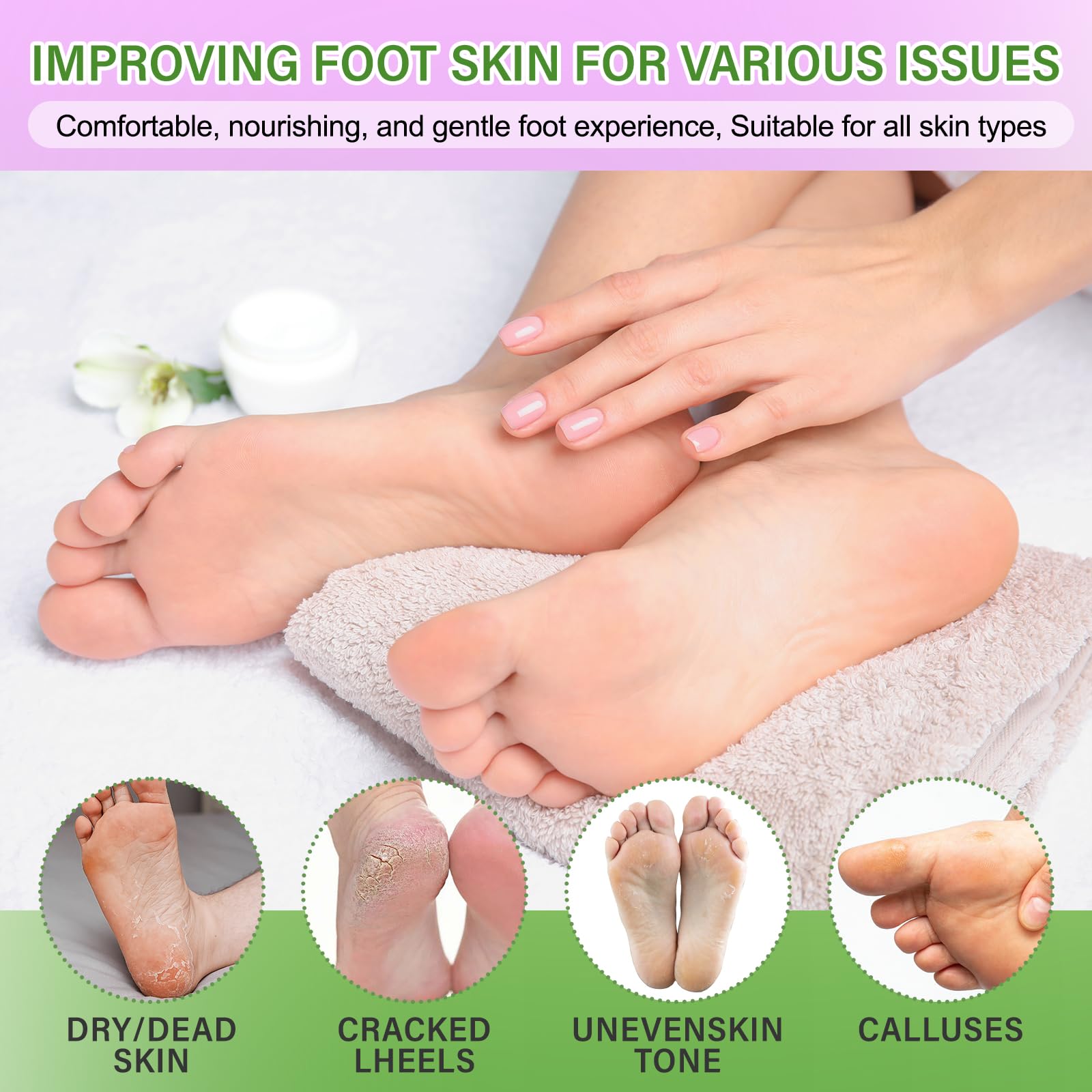 BESNEL foot mask texture image featuring shea butter and Vaseline richness.