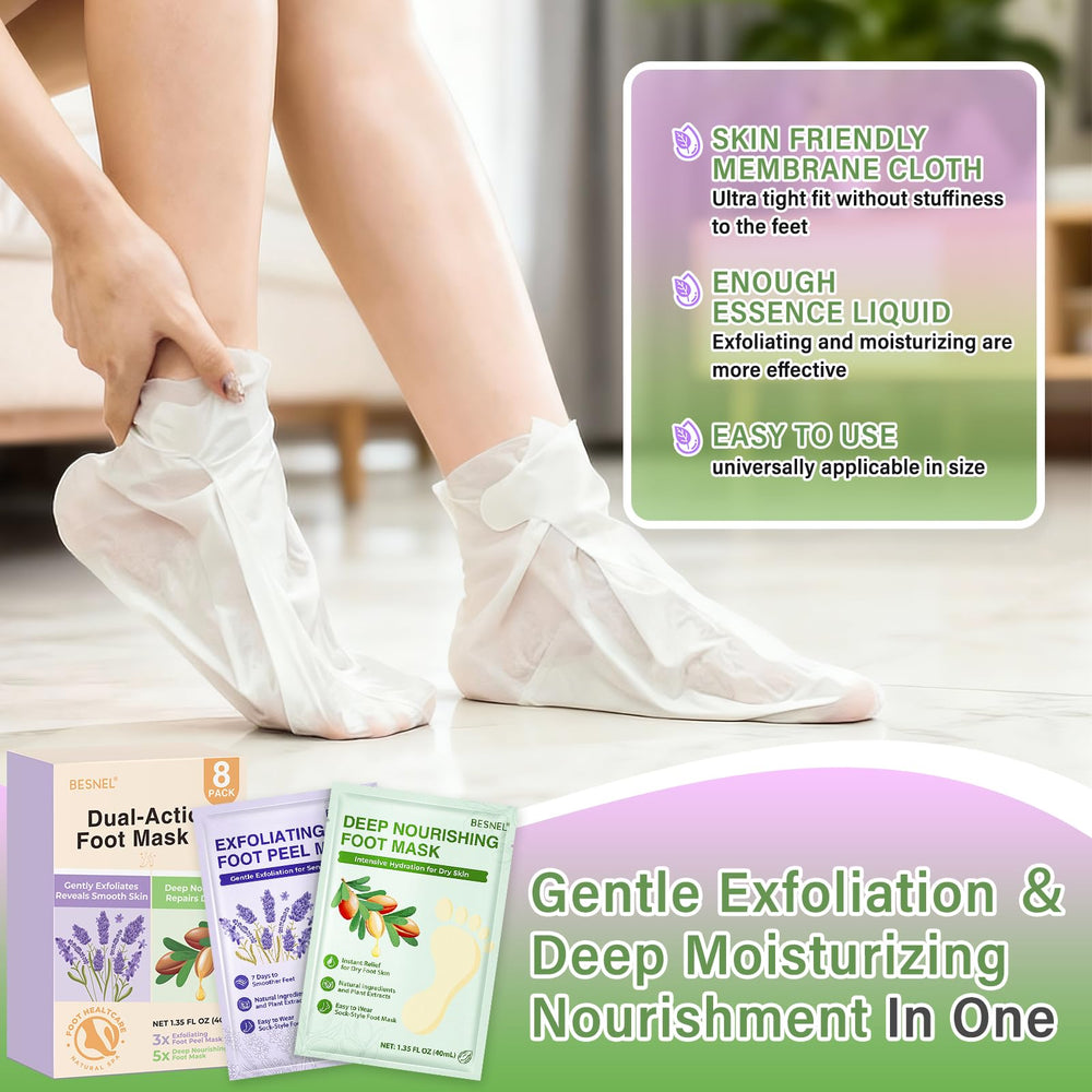 BESNEL foot mask unisex-fit image portraying universal sizing.