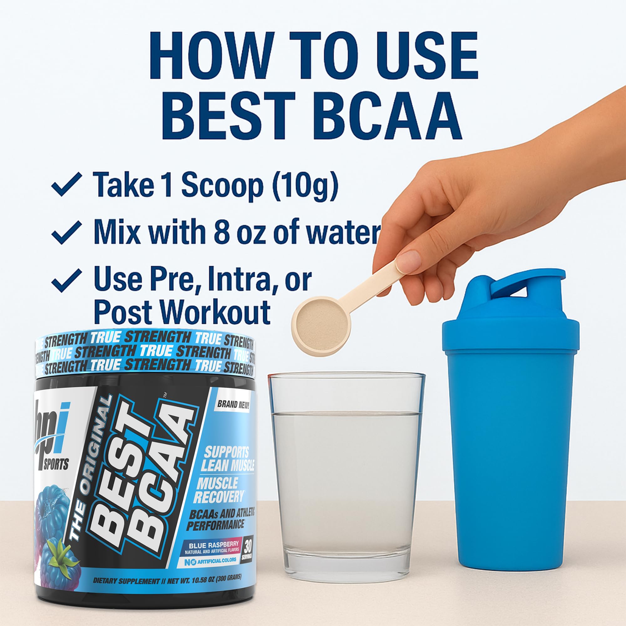 Nutrition label on BCAA powder container