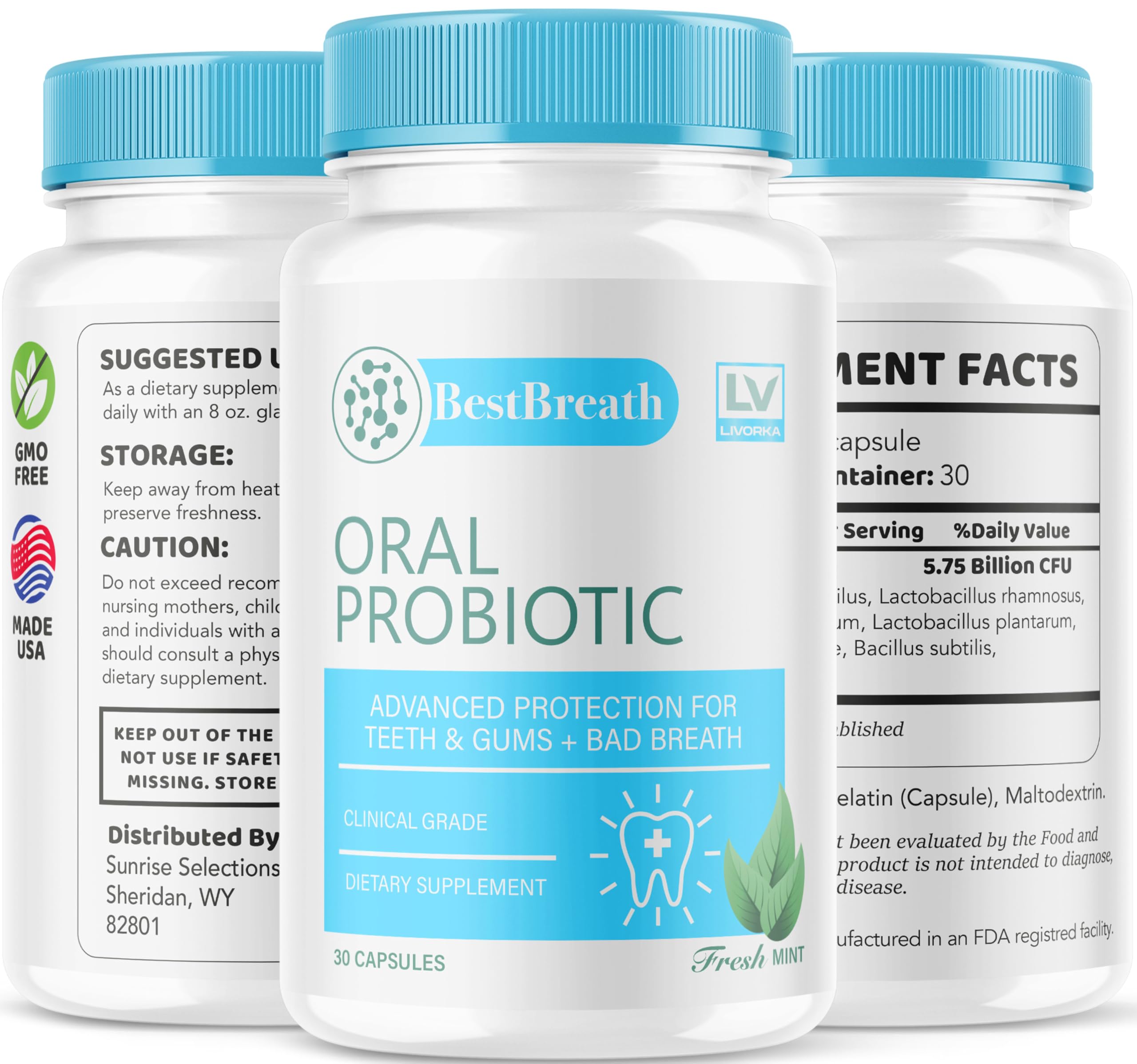60 capsules packaging for Best Breath Oral Probiotic