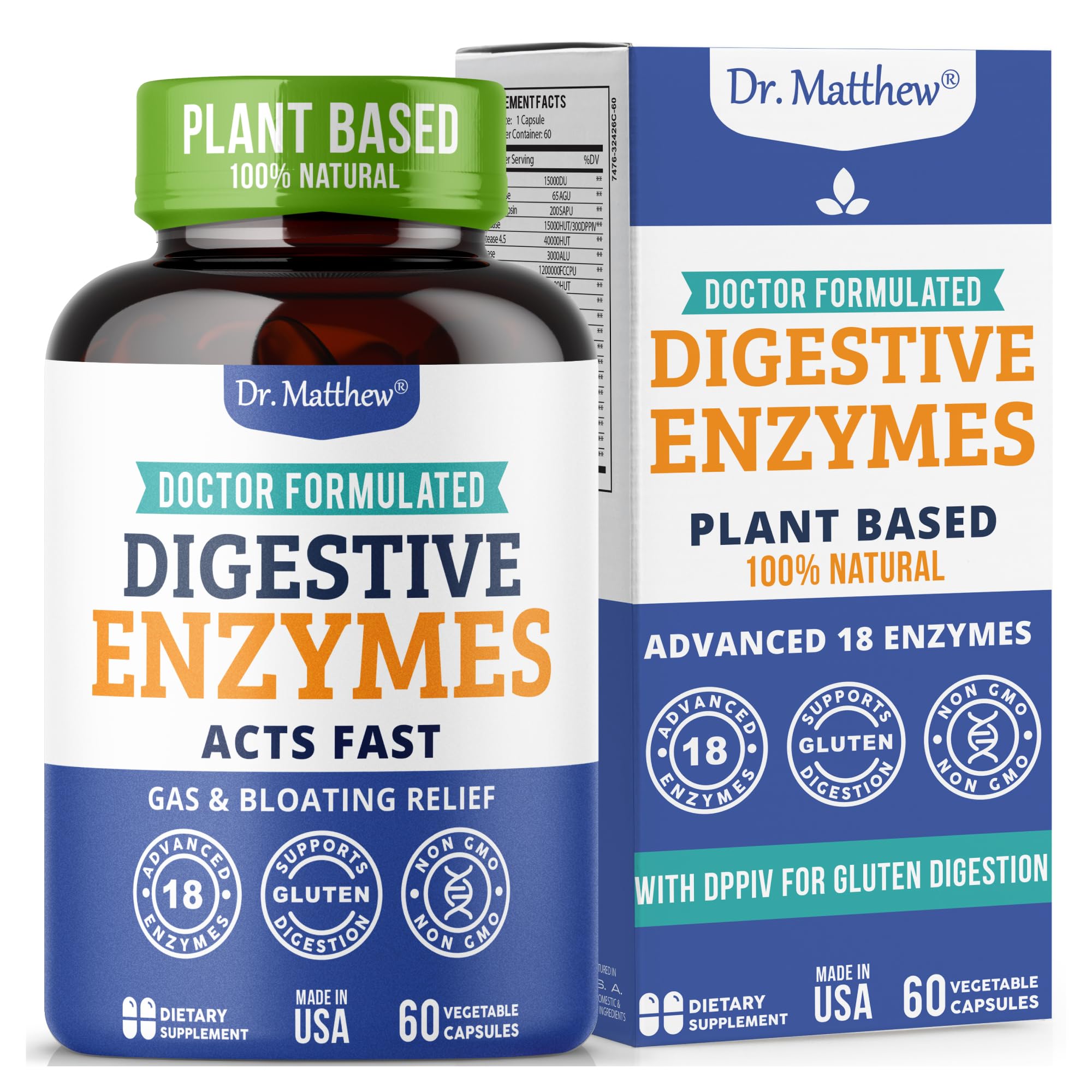 Product image: Best Digestive Enzymes for women and men with 18-enzyme formula (Lactase, Lipase, Amylase, Bromelain)