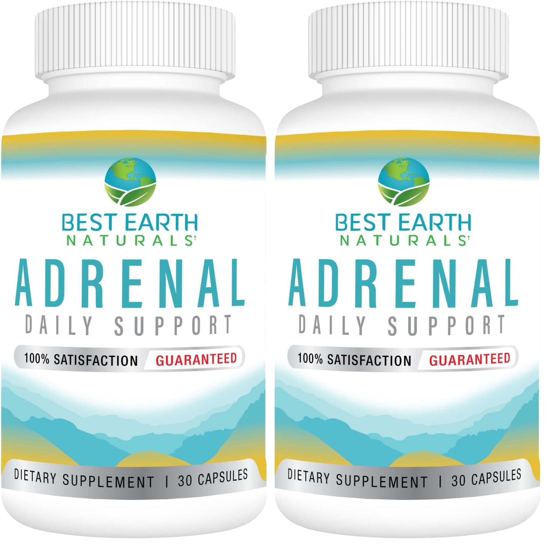 Bottle of Best Earth Naturals Adrenal Support for adults on white background