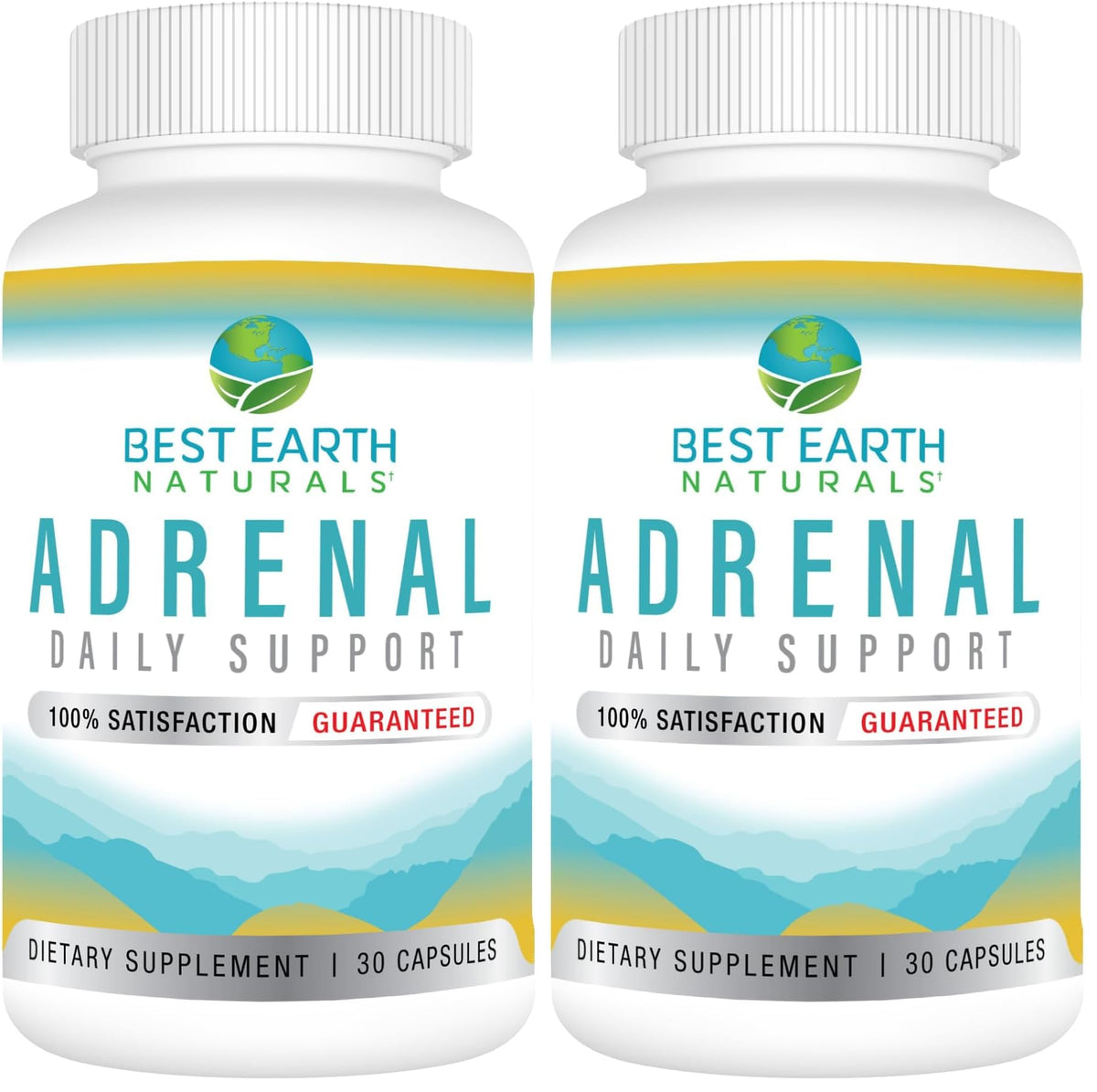 Bottle of Best Earth Naturals Adrenal Support for adults on white background