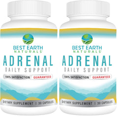 Bottle of Best Earth Naturals Adrenal Support for adults on white background