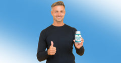 Hair vitality concept with catalase supplement bottle