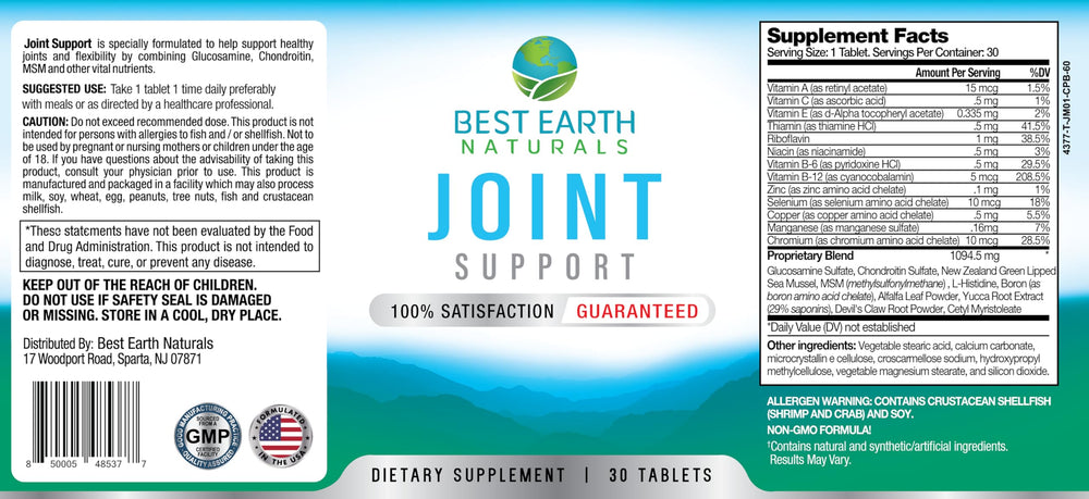 Glucosamine, Chondroitin, MSM ingredients highlighted on packaging