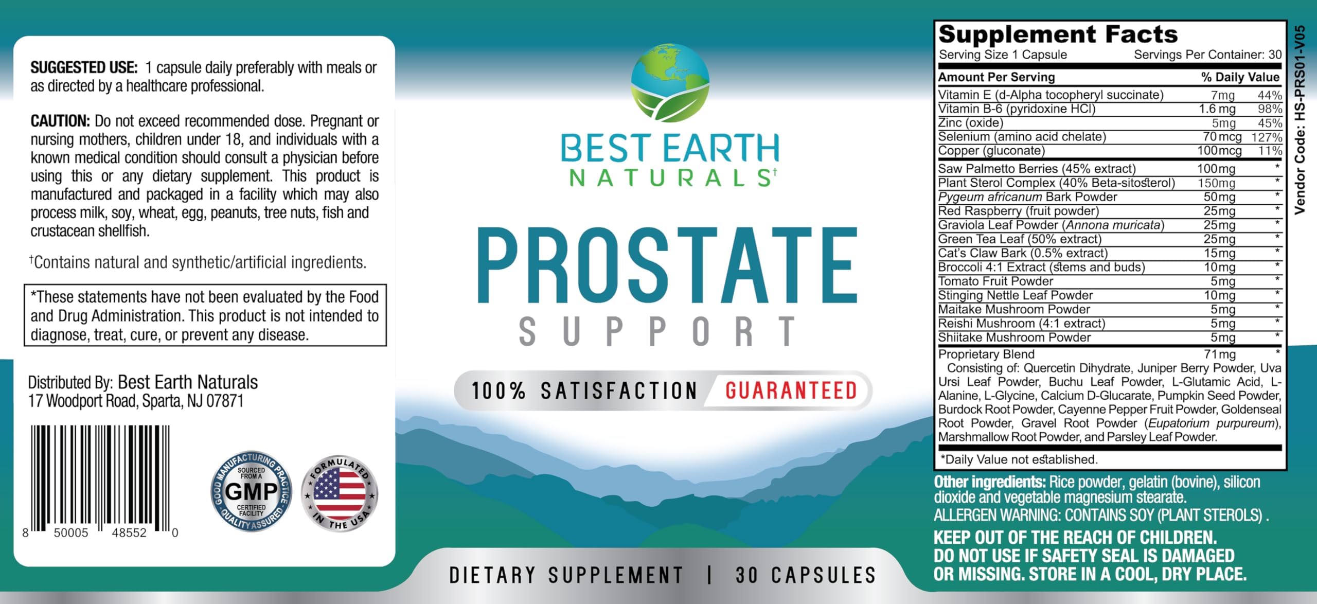 Capsules of Best Earth Naturals Prostate Support on a surface