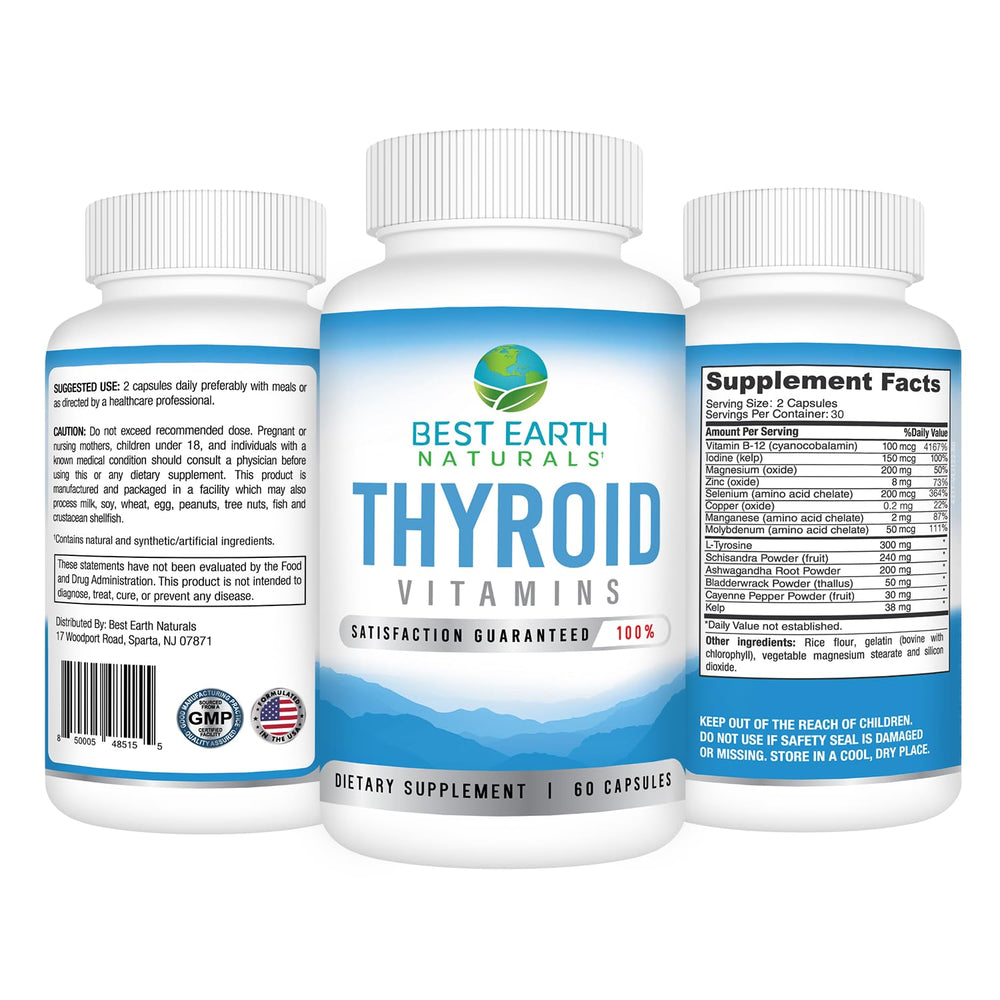 Label close-up of Best Earth Naturals Thyroid Support