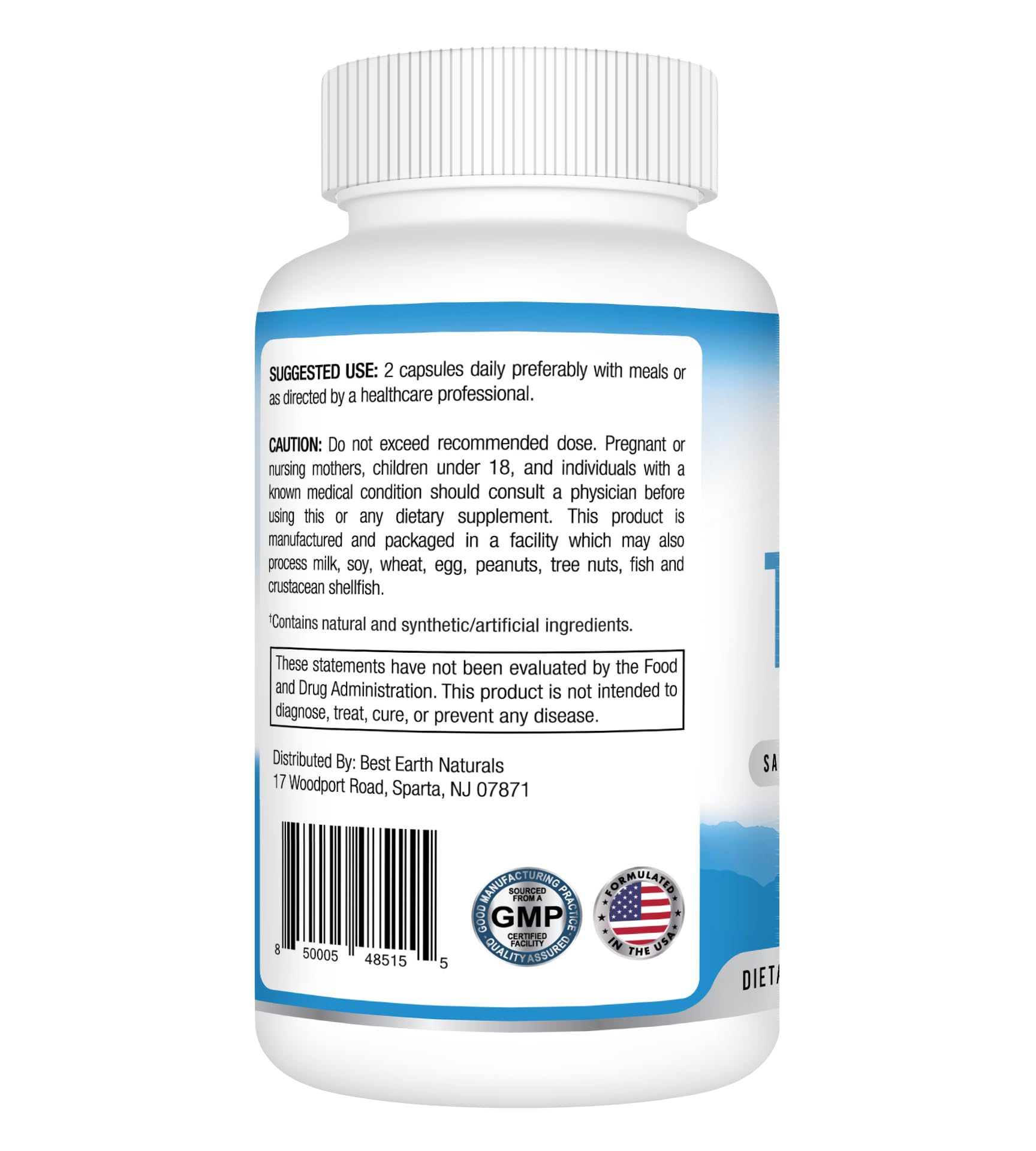 Supplement facts panel for Best Earth Naturals Thyroid Support